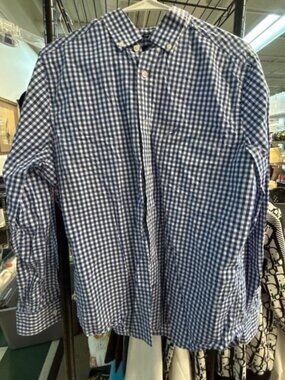 Nautica Men’s Blue Gingham Long Sleeve Shirt